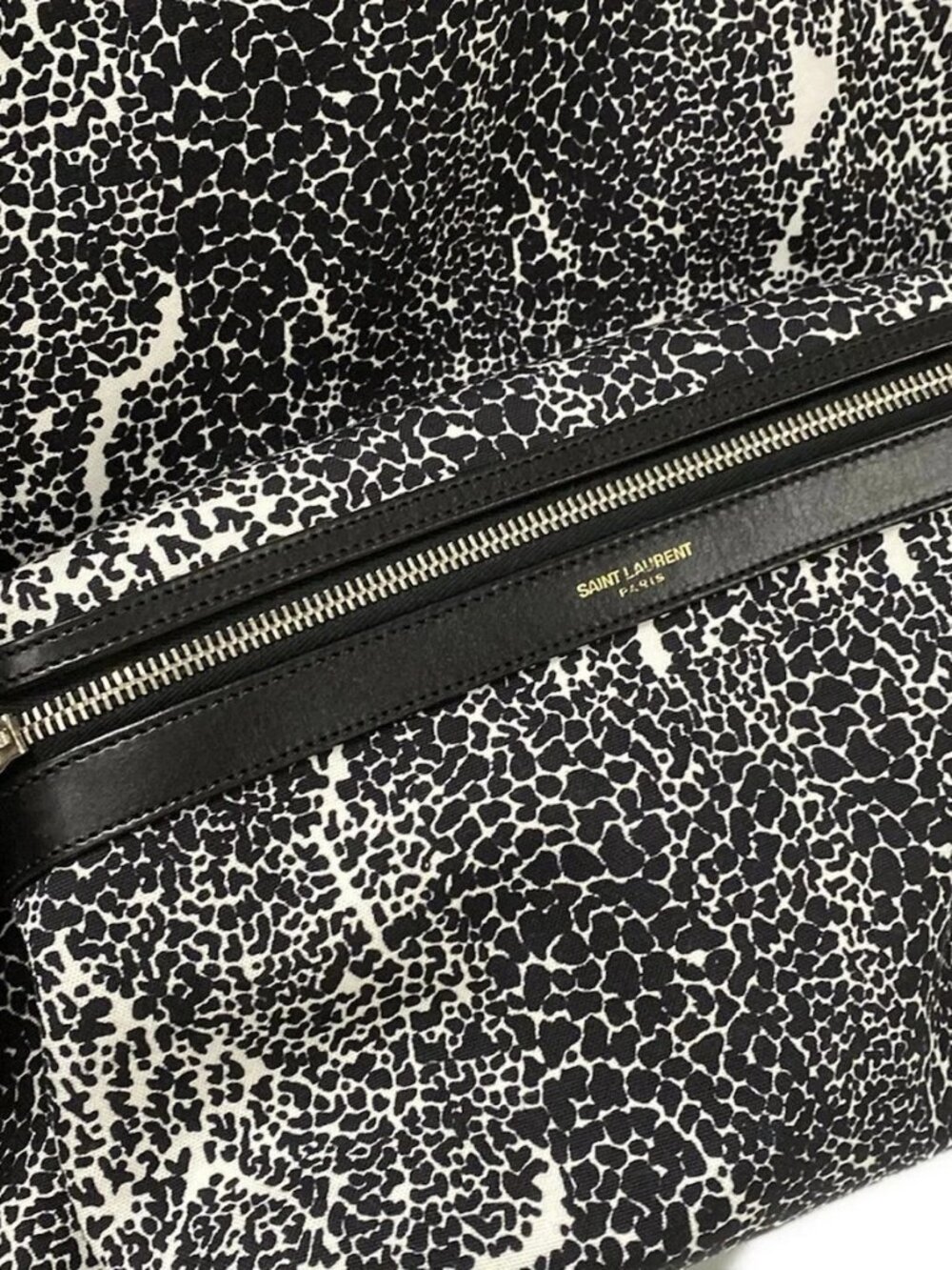 SAINT LAURENT PARIS Classic Hunter Backpack 326865 Black White Nylon Backpack - Picture 12 of 15